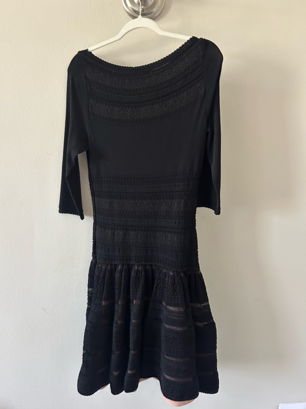 Alaïa Black Knit drop waist Dress | Lace Panel | Size 42 (US 6–8) - Picture 2 of 5